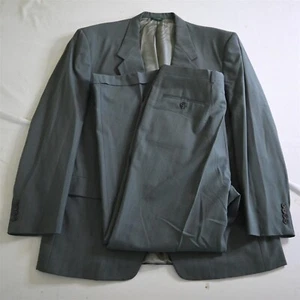 Vtg Austin Reed USA Made 48L 36x34 Green Striped Wool Mens Jacket Pants Suit - Picture 1 of 12