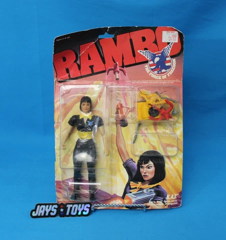 Vintage 1986 Coleco Rambo K.A.T. Figure Near Complete with Package Cover