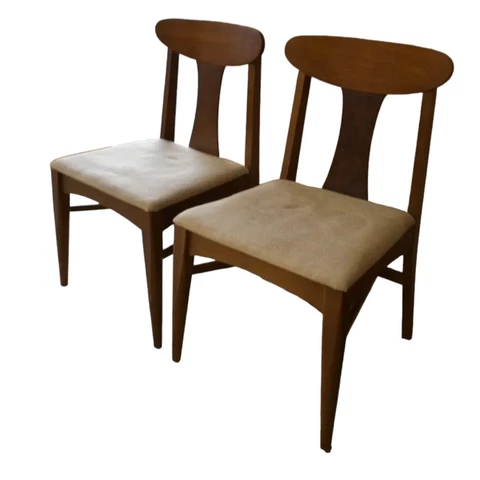 Mid-Century Walnut Upholstered Dining Side Chairs, a pair Cover