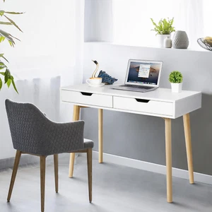 39.4" Office Desk Simple Dressing Table w/2 Wood Drawers Home Decor Organization - Picture 1 of 9