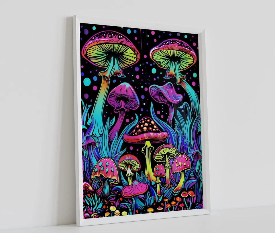 MAGIC MUSHROOM TRIPPY POSTER PRINT PSYCHEDELIC ACID ART SIZE A4 A3 A2 A1 - Image 1 of 1