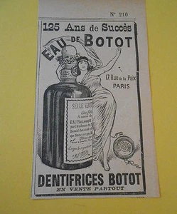 Pub Advert Eau de Boto Dentrifrices Boto Originale Print 1896 - Picture 1 of 1