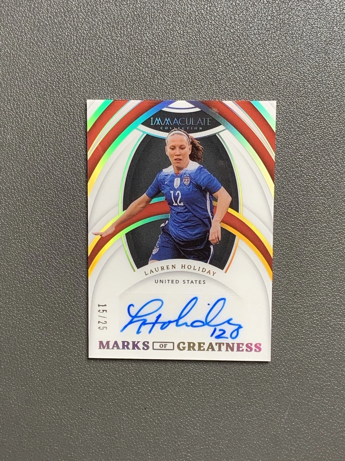2022 Immaculate Soccer LAUREN HOLIDAY Marks Of Greatness Gold Auto /25 USWNT!