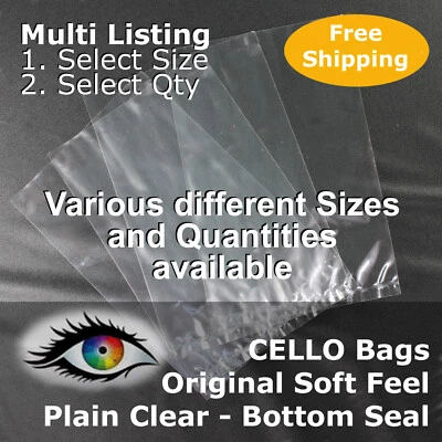 Plain CELLO PP Bags Bottom Seal Choose Size & Quantity Original Soft Feel PM1 - image 1 of 4