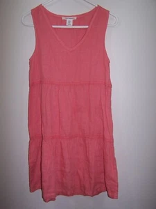 Lucky Brand Sleeveless Knee Length Coral Pink Dress 100% Linen - Size XS - Picture 1 of 2