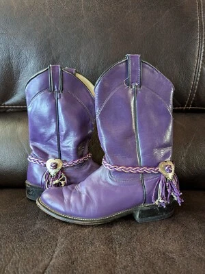 Laredo Womens Sz 7½M PURPLE Leather Roper Cowboy Western Boots Rodeo Cowgirl - Image 1 of 4