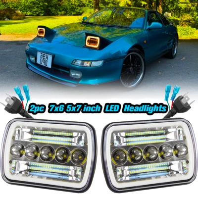 Pair LED For Hilux Headlight 5x7" 7x6" Inch Head Lamps HI/LO/DRL Rectangle H5054 - image 1 of 4