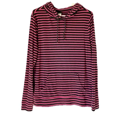 Старый темно-синий женщин в полоску толстовка с капюшоном черный розовый размер большой B #99 - Изображение 1 из 4