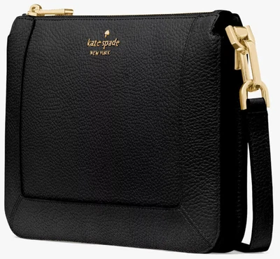 Bolso Bandolera Kate Spade Lena 2 Compartimentos Cuero Negro Cartera KH430 NUEVO CON ETIQUETAS $329 F Foto 1 de 4