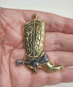 Vintage Premier Designs Signed Two Tone Boot Spur Brooch Pin 2", F15 - Picture 1 of 4