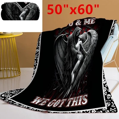 Manta polar Sherpa 50"x60" manta suave fantasma y ángeles manta "We Got This" sofá Foto 1 de 4