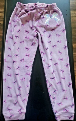 Bow Themed with Sequin Accent, Velvet Feel Pajama Pants Girls Sz 5  - Image 1 of 3
