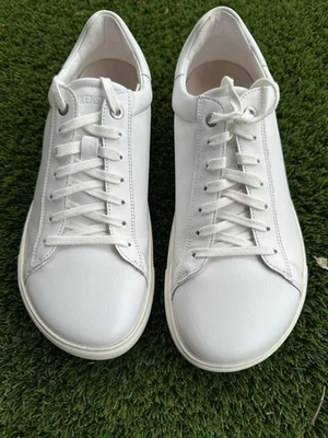 Birkenstock Hombre’s 9m Mujer’s 11 N Blanco Cuero Corbata Zapatillas bajas Foto 1 de 4