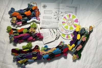 Used-Embroidery Floss Lot + Braiding Disc DIY Craft Kit Friendship Bracelet - Image 1 of 4