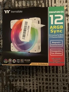Thermaltake SWAFAN EX 12 ARGB PC Cooling Fan White 3-Fans + 3 Extra 500~2000 RPM - Picture 1 of 8