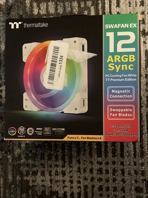 Thermaltake SWAFAN EX 12 ARGB PC Cooling Fan White 3-Fans + 3 Extra 500~2000 RPM - Image 1 of 4