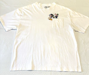 Vintage Disney Store T-Shirt Mickey Mouse & Goofy bestickt Erwachsene Gr. XXL weiß - Bild 1 von 6