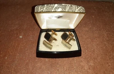 Manschettenknöpfe Manschetten Knöpfe Perlmutt Set 2 Paar weiß grau vintage retro - Bild 1 von 4