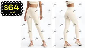 FABLETICS LEGGINGS ULTRA HIGH-WAISTED PURELUXE 7/8 BOOST LATTE TOP IVORY CREAM S - Picture 1 of 13
