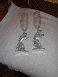 Set of 2 Yurana Design Dolphin Champagne Flute Glasses Hand Made - Picture 1 of 5