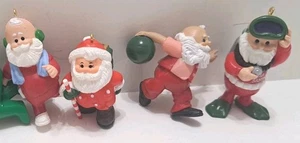 Vintage Punze Ornament Weihnachtsmann 4 Stück Bowler Scuba Runner Wanderer 1980er - Bild 1 von 11