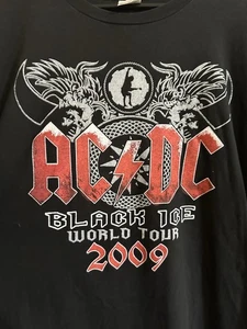 ACDC Black Ice Tour 2009 Y2K Adult 2XL Black Graphic Concert T Shirt - Picture 1 of 7