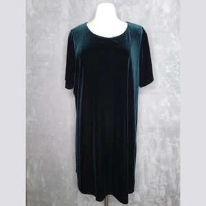 Mini Vestido Vintage Manga Corta Terciopelo Verde Talla 3X Terciopelo EE. UU. Vacaciones - Imagen 1 de 8