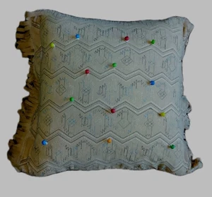 Indianer KISSEN Dekokissen hellbraun Südwesten Boho Perlen PERLEN Fransen - Bild 1 von 3