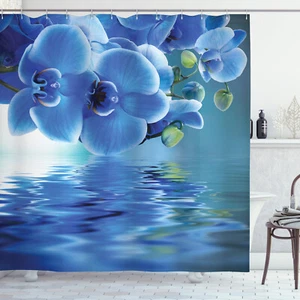 Flower Shower Curtain Asian Natural Orchids Print for Bathroom - Picture 1 of 8