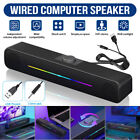 Wired Computer Sound Bar Speakers Usb Powered Aux-In Stereo For Pc