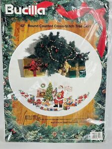 Bucilla 42" Round Tree Skirt  Counted Cross Stitch Kit Santa Classic 83110 NEW