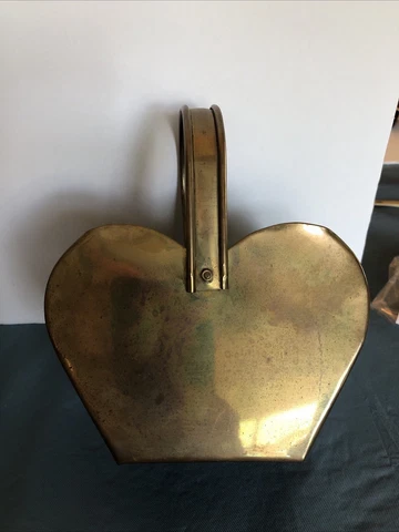 Heart Shaped Brass Basket Misc Item Holder, Gift, Etc Ruler Not Incl. 7"x6" Cover