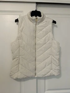 NEW! Michael Kors Large Ivory White Puffer Quilted Vest Jacket Women's MSRP $125 - Picture 1 of 6
