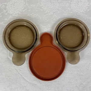 (3) Deckel für Visions Bernstein Grab-It Schüssel 2 Glas 1 Kunststoff sehr guter Zustand keine Chips oder Risse - Bild 1 von 8