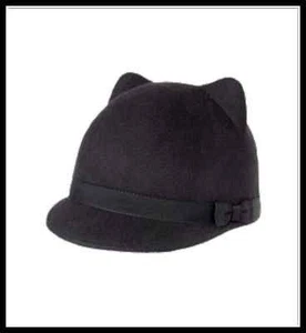 NUEVO CON ETIQUETAS Gymboree City Kitty Talla 5-6 Pequeña Orejas de Gato Gorra de Montar Sombrero Negro Niñas - Imagen 1 de 2