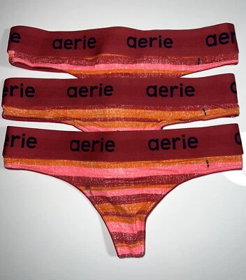 LOTE DE 3 BRAGAS TANGA AMERICAN EAGLE AERIE NUEVAS TALLA PEQUEÑA Foto 1 de 3