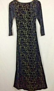 Ever Beauty Dress Black Velvet Burnout Back Cut Out Formal Midi Size 2 Petite - Picture 1 of 10
