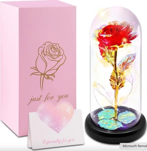 Eternal Forever Galaxy Rose Flower In Glass Dome LED Light Valentine's Day Gift - Picture 1 of 6