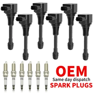 6X OEM Ignition Coil + 6X Iridium Spark Plug for Nissan Maxima Murano 3.5L UF550 - Picture 1 of 11