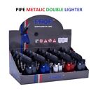 New Pipe Metallic Double Jet Windproof Turbo Refillable Lighters X 1 Fast Servce