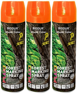 3x400ml Biodur Baumarkierer Markierungsspray Leuchtspray Signalfarbe Lack Orange