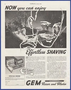 Vintage 1936 GEM Razor Blades Shaving Bathroom Art Ephemera 30's Print Ad - Picture 1 of 1