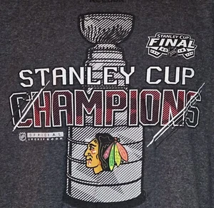 T-shirt uomo Reebok NHL 2015 Stanley Cup Final Chicago Blackhawks grigio medio - Foto 1 di 9
