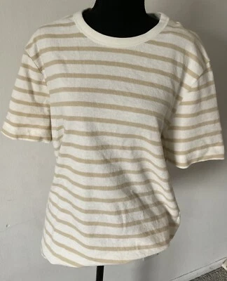 Esprit Women’s Short Sleeve Top Brown And White Striped Size Medium NWT  - Image 1 of 4