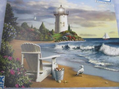 Puzzle The Perfect Place 500 pc Alan Giana Artist Lighthouse Beach Waves 18"x24" - Image 1 of 4
