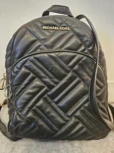 Michael Kors Abbey Medium Quilted Rhea Black Soft Nappa Leather Backpack - Picture 1 of 11