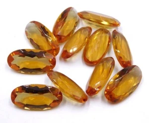 Lab Grown Citrine 10 Pieces 10x20mm Oval Faceted For Making Jewelry - Picture 1 of 1