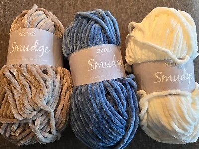 3 Skeins  SIRDAR SMUDGE chenille Chunky Yarn  - Image 1 of 4