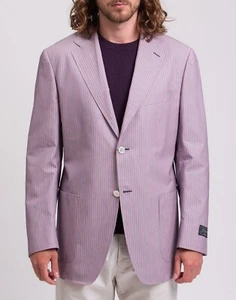 RRP €700 CANALI Kei Blazer Jacket IT54 US44 XXL Silk Blend Striped Made in Italy - Picture 1 of 6