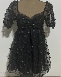 Thirty Thirty LA Women’s S  Mini Dress Top Tuille Butterfly Overlay Fairy Grunge - Picture 1 of 5